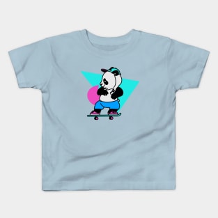 Skateboarding Panda - Retro Styled Design Kids T-Shirt